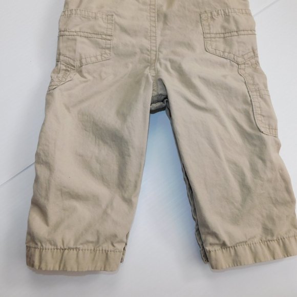 Oshkosh B'gosh Baby Boys 6-9 Months Tan  Stripe Lined Overalls with Roll Up Cuff - Picture 14 of 14